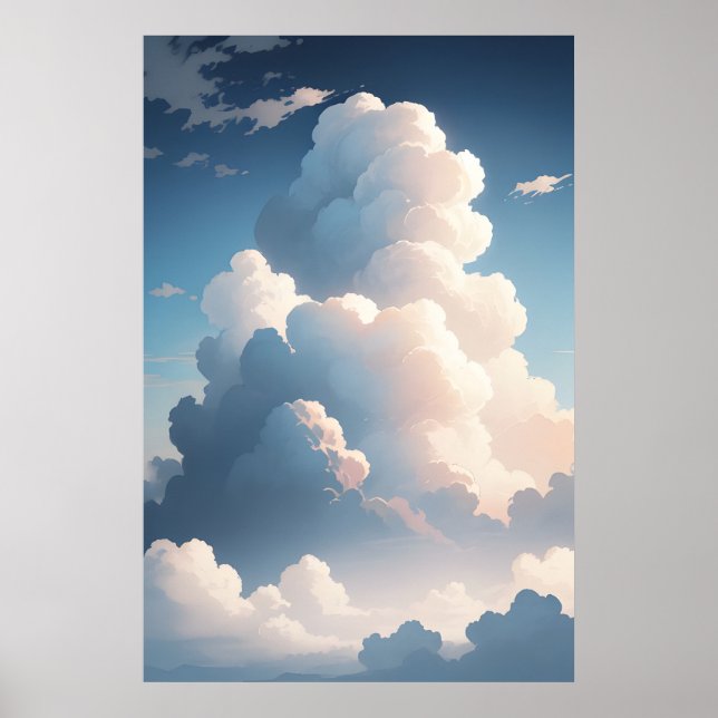 Póster Fluffy Cloudscape hermoso (Frente)