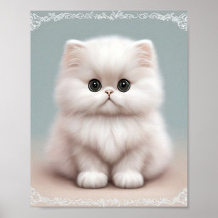 Póster Fluffy Persian Nursery Cat Art
