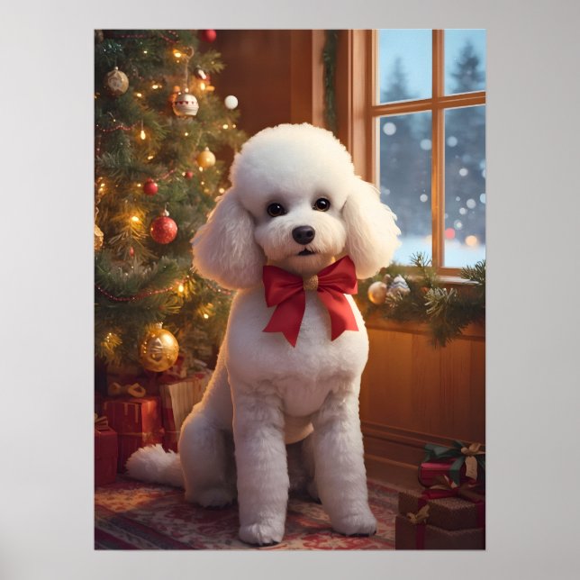 Póster Fluffy Poodle Christmas Poster (Frente)