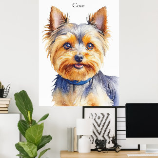 Póster Fluffy Yorkshire Terrier Soft and Gentle Dog Art