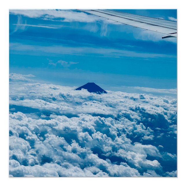 Póster Flugzeug vor Fuji Japan Reise Skyline (Anverso)