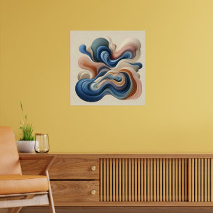 Póster Fluid Abstract Flow - Earth & Blue Ribbon Art