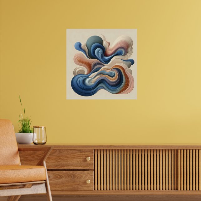 Póster Fluid Abstract Flow - Earth & Blue Ribbon Art (Salón 2)