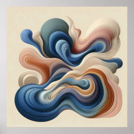 Póster Fluid Abstract Flow - Earth & Blue Ribbon Art