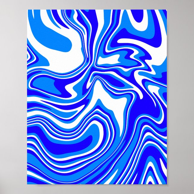 Póster Fluid Abstract Swift en azul y blanco (Frente)