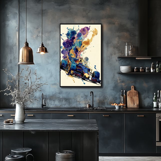 Póster Fluid Ink Formula Car – Blue and Gold Abstract (Subido por el creador)