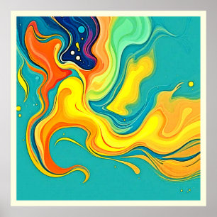 Póster Fluidez de la Alegría: Ondas Abstractas
