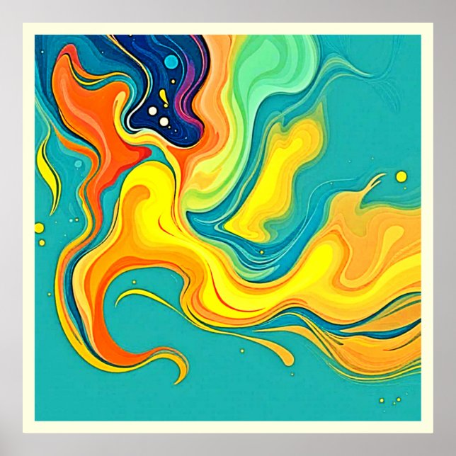 Póster Fluidez de la Alegría: Ondas Abstractas (Frente)
