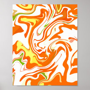 Póster Fluido abstracto naranja vibrante