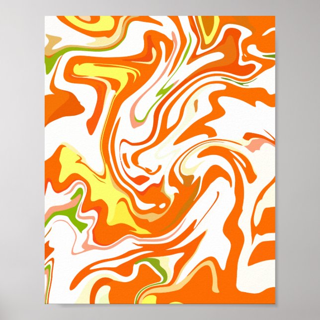 Póster Fluido abstracto naranja vibrante  (Frente)