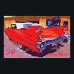 Póster Fluir suave de Cadillac 1959<br><div class="desc">rojo 59 cadillac convertible,  arte pop</div>