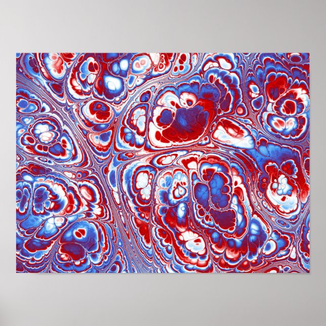 Póster Flujo abstracto de mármol patriótico (Frente)