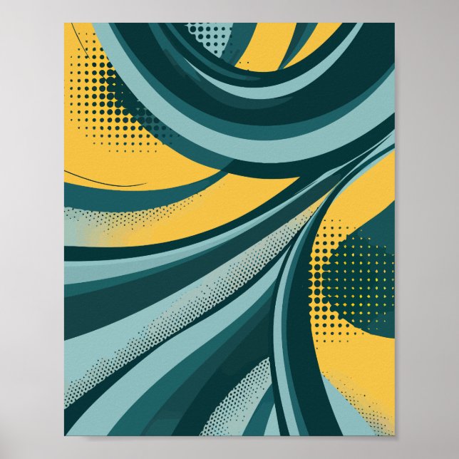 Póster Flujo abstracto dinámico con vibraciones retro (Frente)
