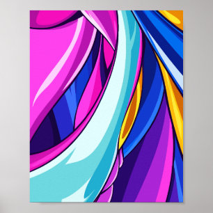 Póster Flujo abstracto dinámico de curvas coloridas