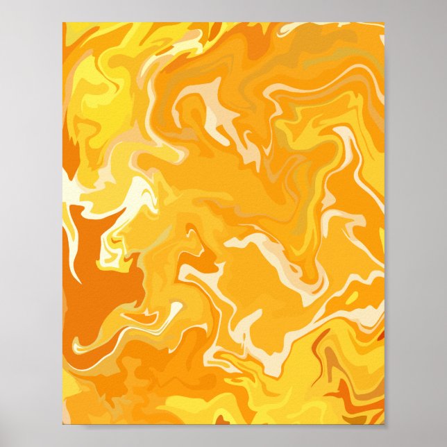 Póster Flujo abstracto naranja vibrante (Frente)
