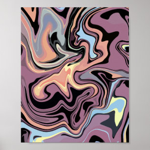 Póster Flujo abstracto suave de tonos pasteles y silencia