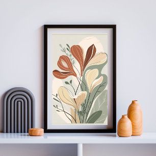 Póster Flujo Botánico de Terracota II – Orgánico Contempo