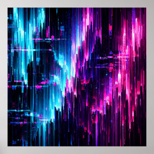 Póster Flujo de datos de error de neón abstracto