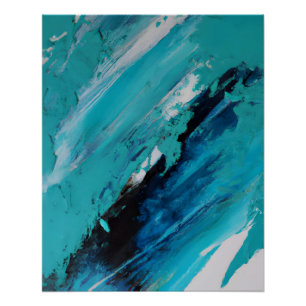 Póster Flujo de Energía Abstracto Azul Turquesa Intenso