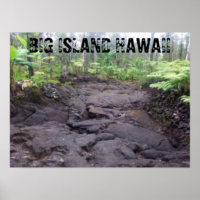 PÓSTER FLUJO DE HAWAII LAVA EN LA ISLA BIG (Frente)