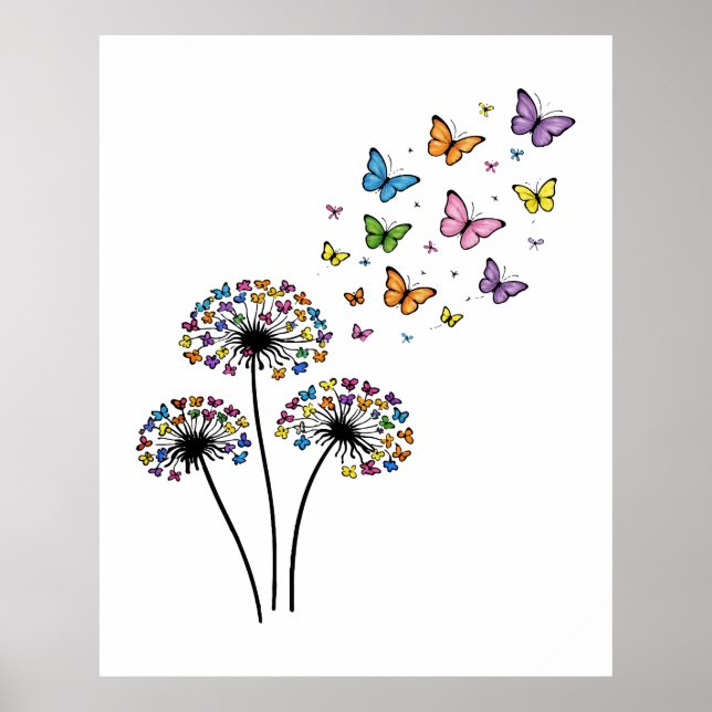 Póster Flujo de mariposas de diente de león (Frente)