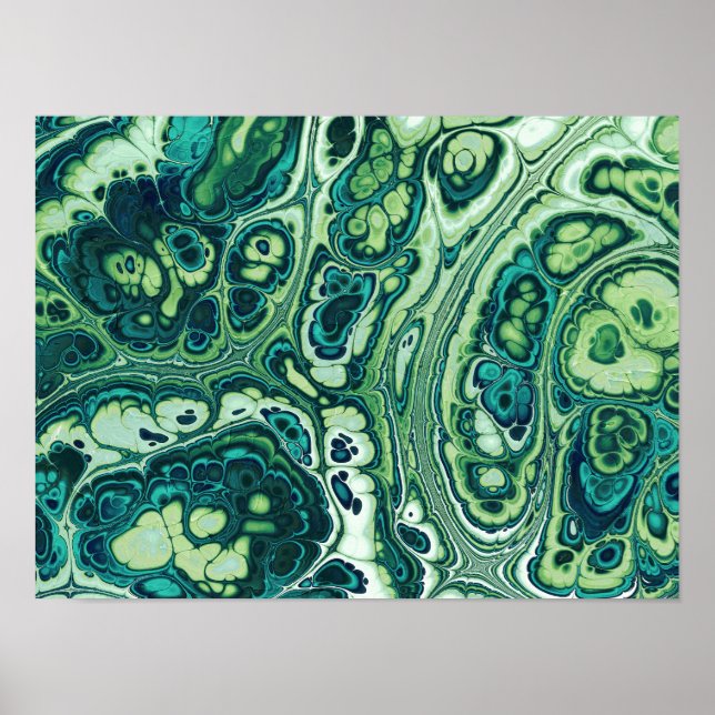 Póster Flujo de mármol verde esmeralda (Frente)