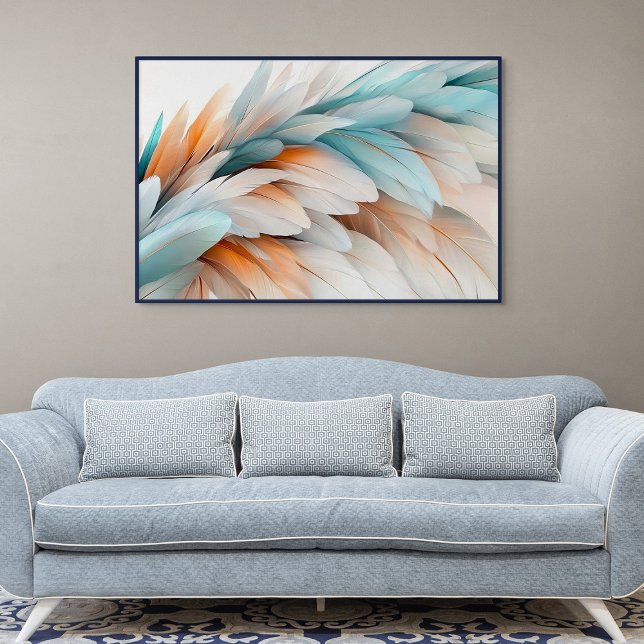 Póster Flujo de plumas abstractas: elegancia suave (Abstract Feather Flow – Soft Elegance)