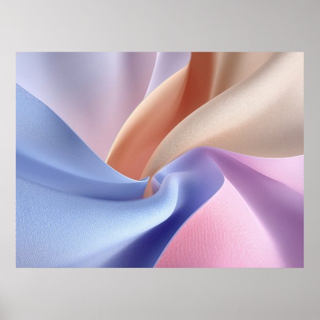 Póster Flujo de tela pastel abstracta con curvas suaves (Frente)