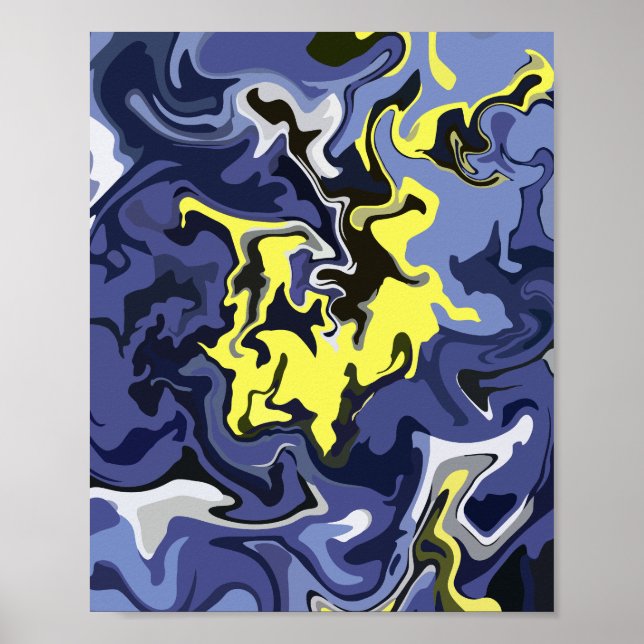 Póster Flujo etéreo de amarillo y azul (Frente)