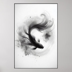 Póster Flujo etéreo de un elegante resumen de Koi