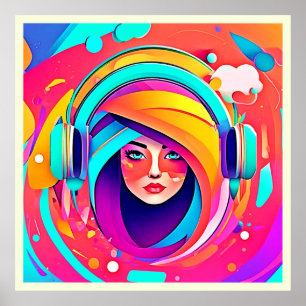 Póster Flujo vibrante de música