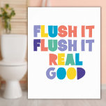 Póster Flush it Flush it Bathroom Rótulo<br><div class="desc">Un diseño fresco,  moderno y divertido que alegrará el cuarto de baño. Diseñado por Thisisnotme©</div>