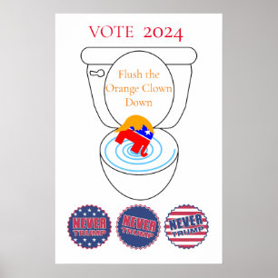 Póster Flush The Naranja Clown Thunder_Cove