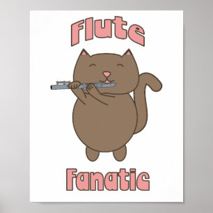 Póster Flute Fanatic Cat Cute