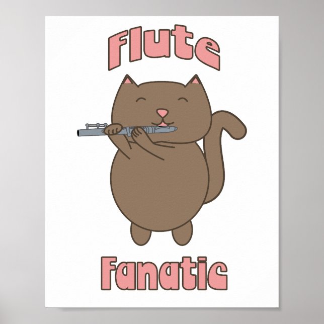 Póster Flute Fanatic Cat Cute (Frente)