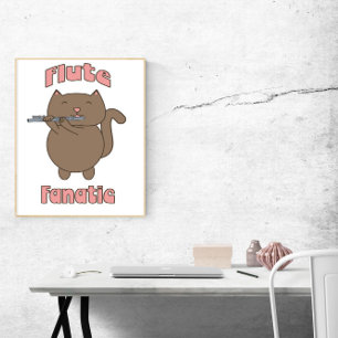 Póster Flute Fanatic Cat Cute