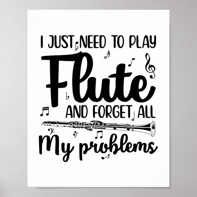 Póster Flute Sayings | Regalo de hobby por instrumentos m (Frente)