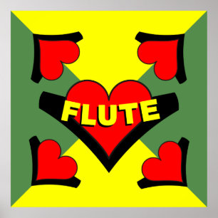 Póster Flute sobre el corazón
