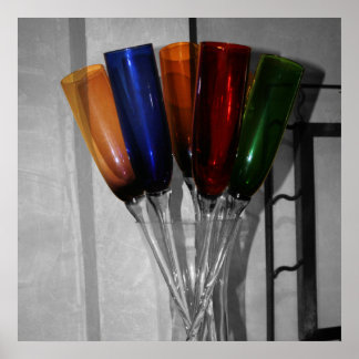 Póster Flutes de champagne coloridas