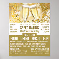 Flutes de champagne, publicidad de eventos de cita