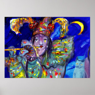 Póster FLUTISTA EN AZUL / Noche de Carnaval veneciana