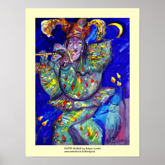 Póster FLUTISTA EN AZUL / Noche de Carnaval veneciana (Frente)