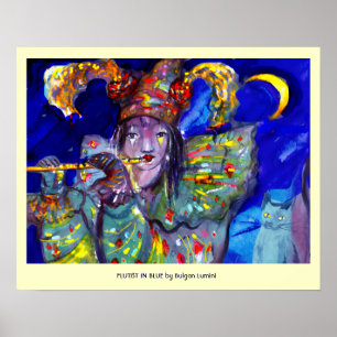 Póster FLUTISTA EN AZUL / Noche de Carnaval veneciana