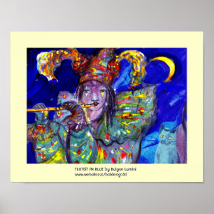 Póster FLUTISTA EN AZUL / Noche de Carnaval veneciana