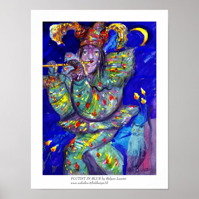 Póster FLUTISTA EN AZUL / Noche de Carnaval veneciana (Frente)