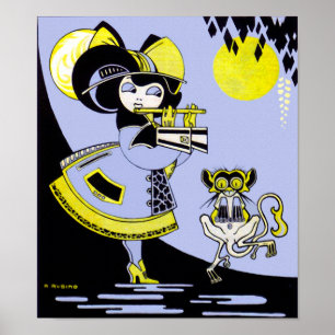 Póster Flutista y el mono