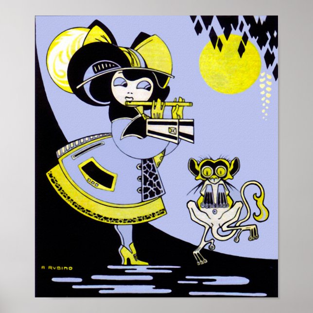 Póster Flutista y el mono (Frente)