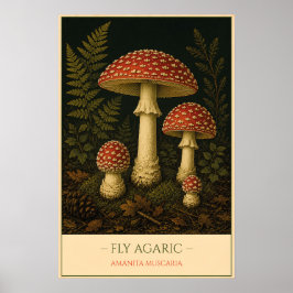 Póster Fly Agaric – Vintage Botanical Illustration