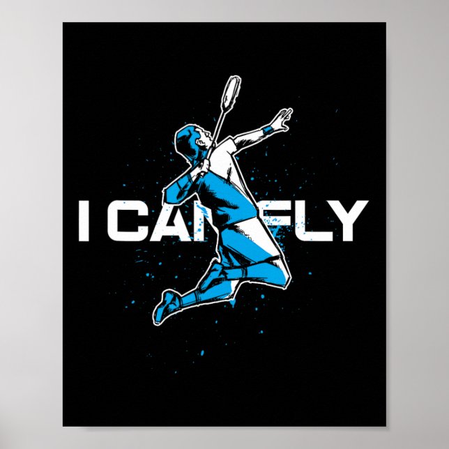 Póster Fly Badminton Player Shuttle Entrenador Racket (Frente)