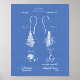 Póster Fly Fish Hook 1909 Patent Art Blueprint